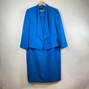 Black Label by Evan Picone Womens Dress Blazer Set Sz 12 Blue Professional